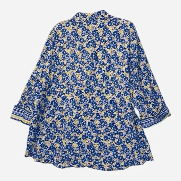 Habitat Top Womens Size XL Floral Textured Button Lagenlook Artsy Casual - Picture 2 of 7